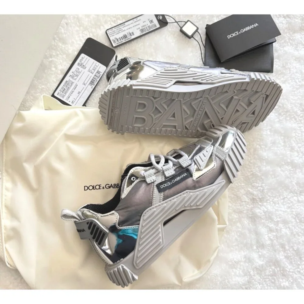 D&G Dolce & Gabbana‎ kid boy sneakers silver size 31 Argento D11021 $575